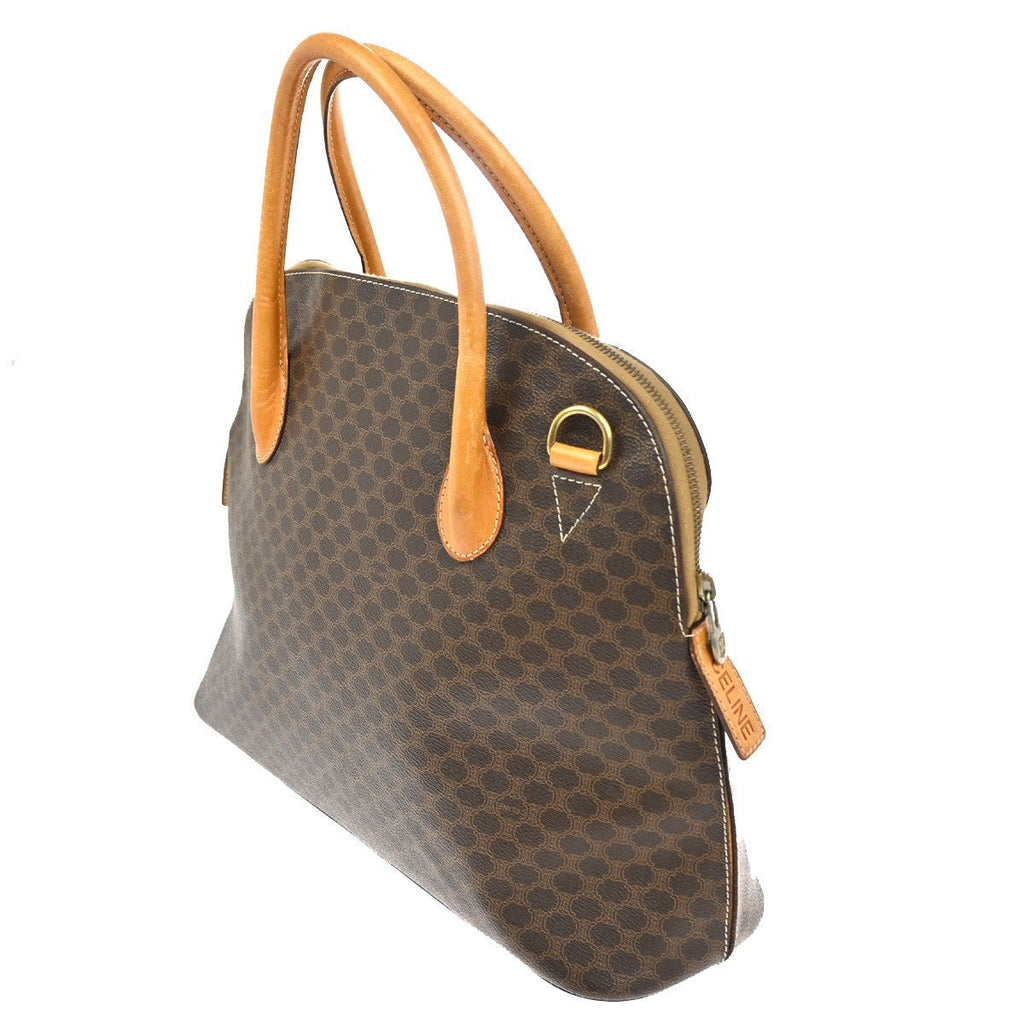 Celine Macadam Handbag Macadam With Leather Brown Pvc Handbag (Authentic  )