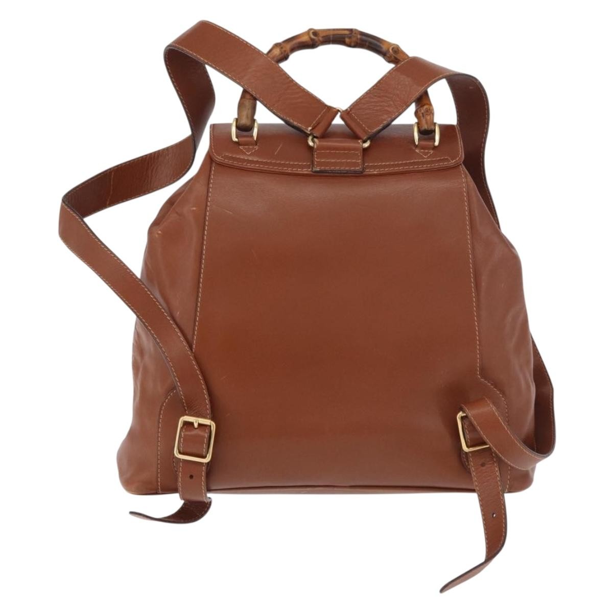 Gucci Vintage Bamboo Backpack Leather Brown Leather Backpack Bag ( )
