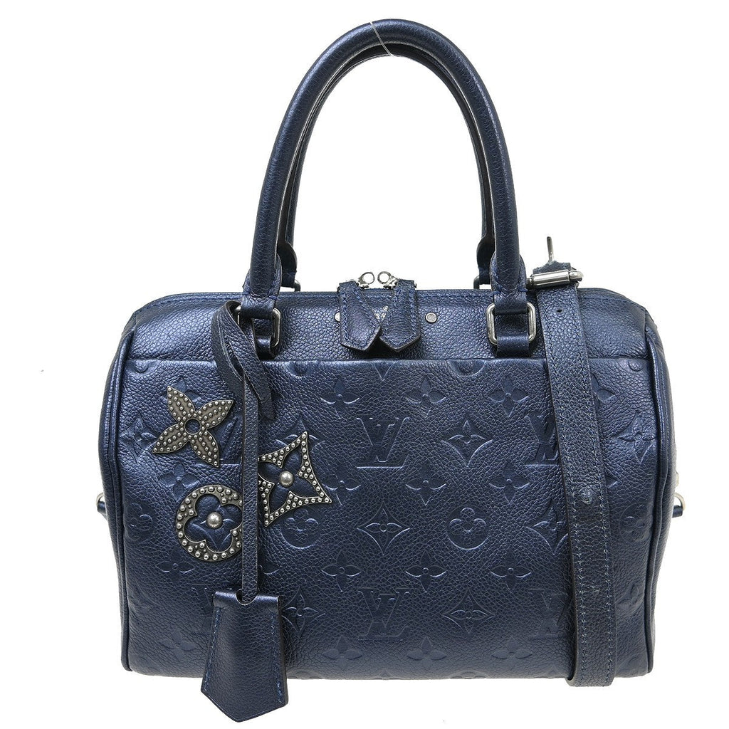 Louis Vuitton Speedy Bandouliere Nm Bag Pins Monogram Empreinte Leather Blue Leather Handbag ( )
