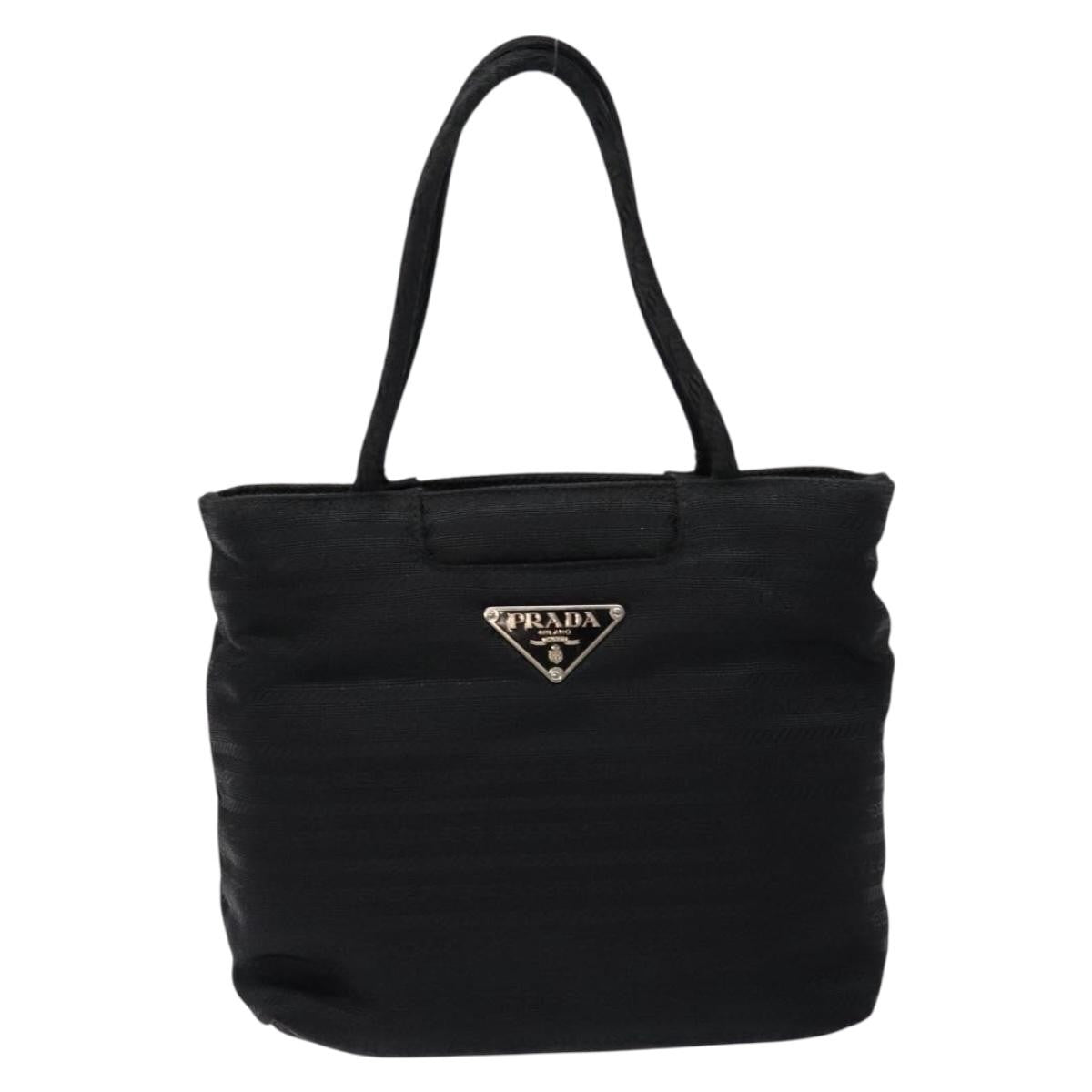 Prada Vintage Zip Handbag Tessuto Black Nylon Handbag (Authentic  )