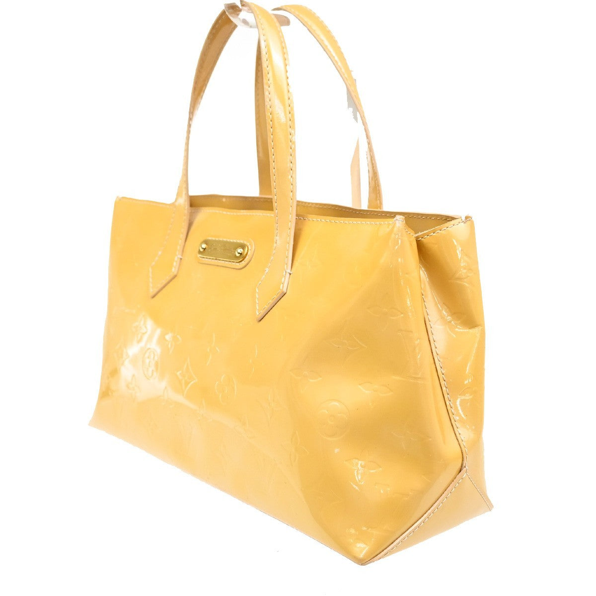 Louis Vuitton Wilshire Handbag Monogram Vernis Beige Patent_Leather Handbag (Authentic  )