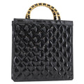 Chanel Chocolate Bar Tote Leather Black Patent_Leather Handbag (Authentic  )