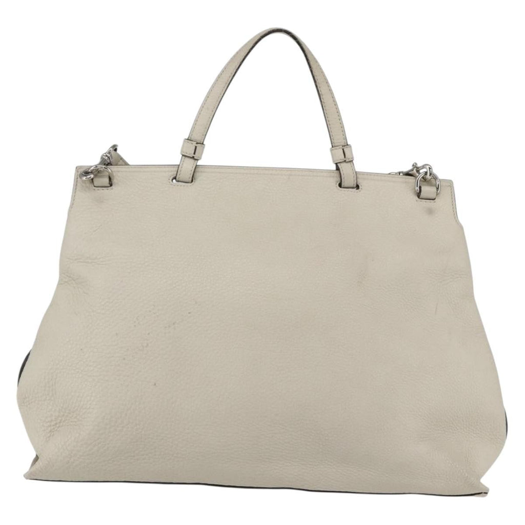 Gucci Bamboo Daily Top Handle Bag Leather White Leather Handbag (Authentic  )