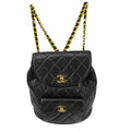 Chanel Duma Drawstring Backpack Quilted Leather Black Leather Backpack Bag (Authentic  )
