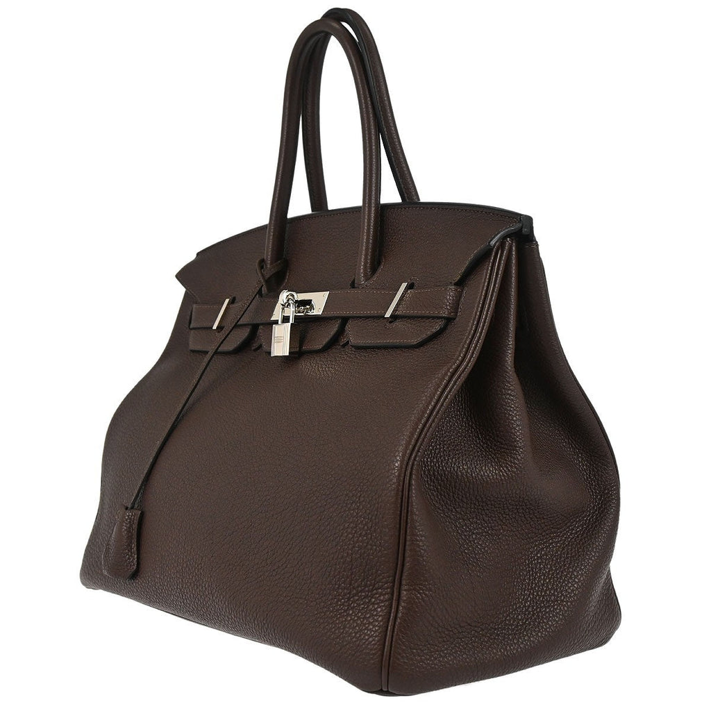 Hermes Birkin Handbag Veau Crispe Togo Chocolate Brown Leather Handbag ( )