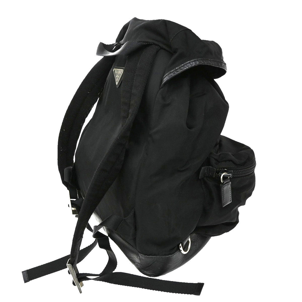 Prada Double Front Pocket Backpack Tessuto Black Nylon Backpack Bag (Authentic  )