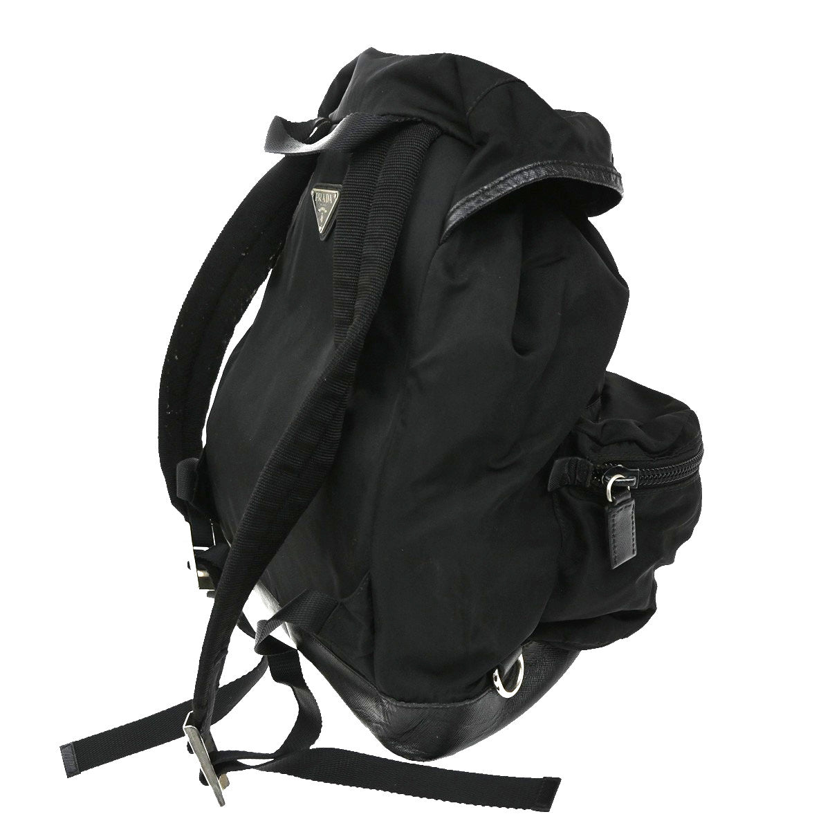Prada Double Front Pocket Backpack Tessuto Black Nylon Backpack Bag (Authentic  )