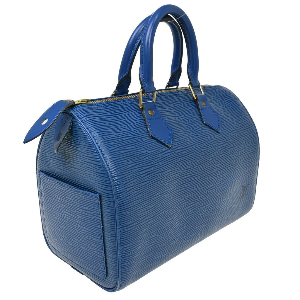 Louis Vuitton Speedy Handbag Epi Leather Blue Leather Handbag ( )