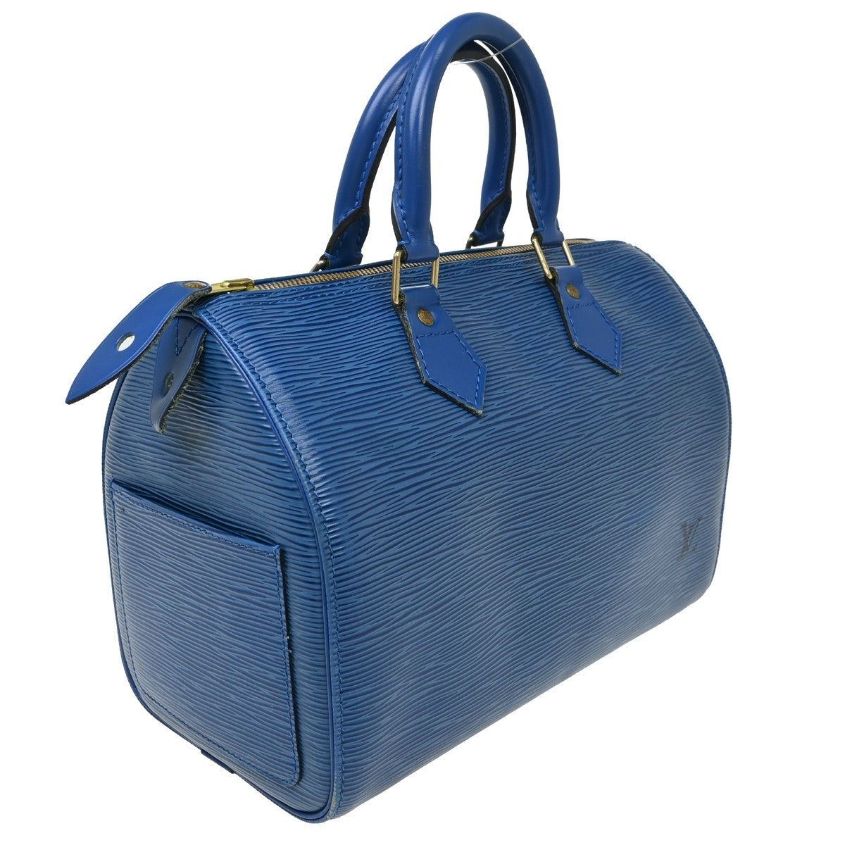 Louis Vuitton Speedy Handbag Epi Leather Blue Leather Handbag ( )