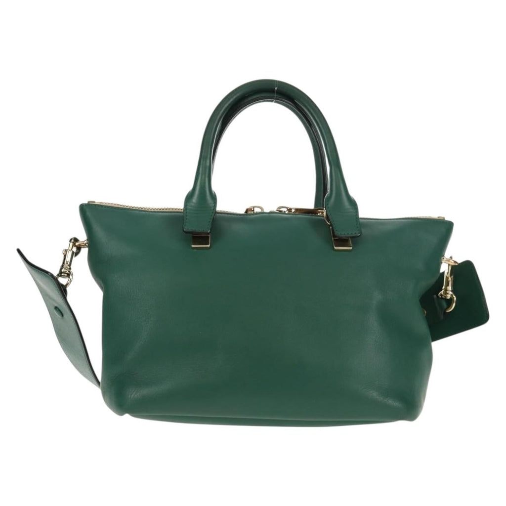 Chloe Bicolor Baylee Satchel Leather Green Leather Bag (Authentic  )