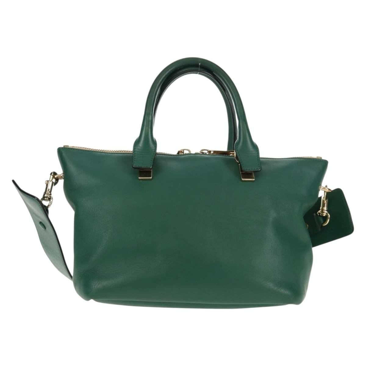 Chloe Bicolor Baylee Satchel Leather Green Leather Bag (Authentic  )