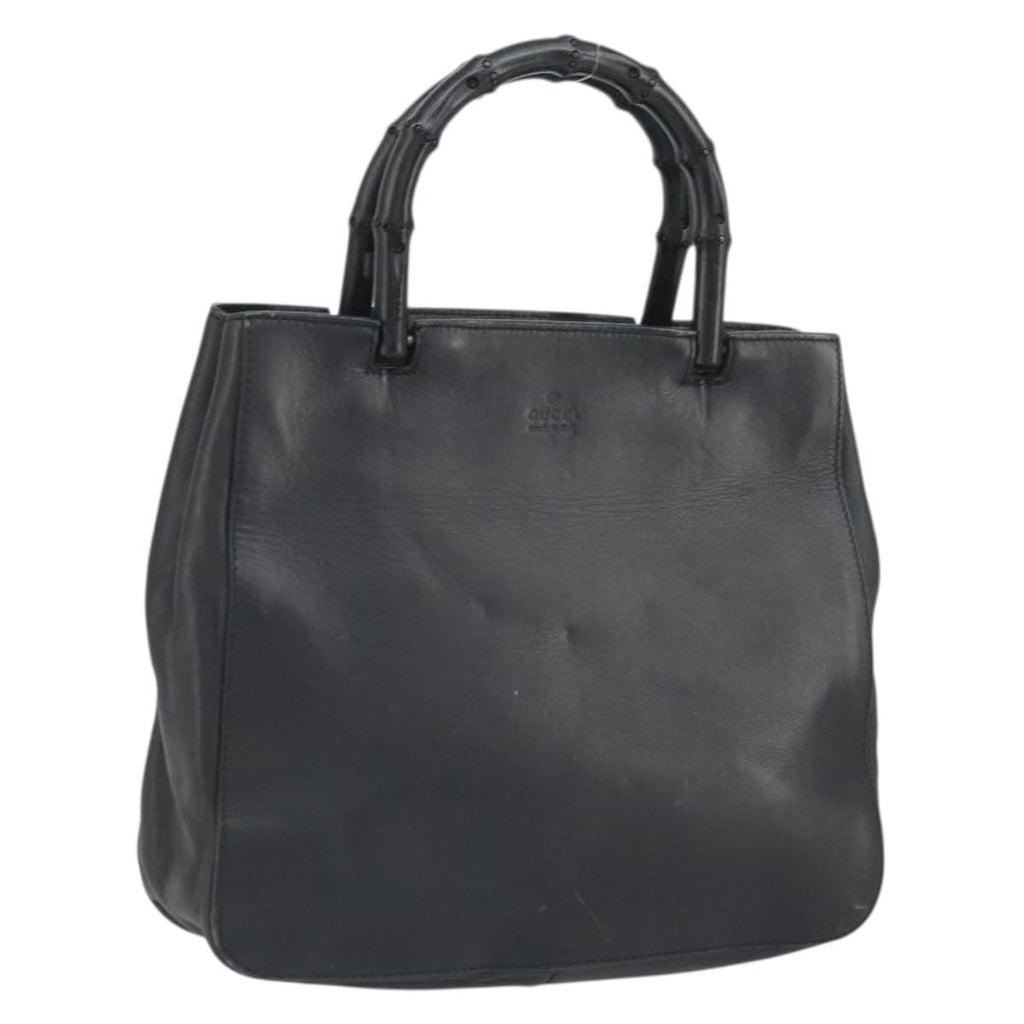 Gucci Vintage Bamboo Handle Bag Leather Black Leather Handbag ( )