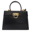 Salvatore Ferragamo Convertible Top Handle Bag Leather Black Leather Handbag (Authentic  )