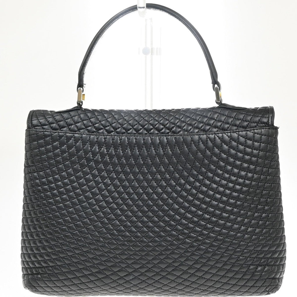 Bally Vintage Handbag Quilted Leather Black Leather Handbag (Authentic  )