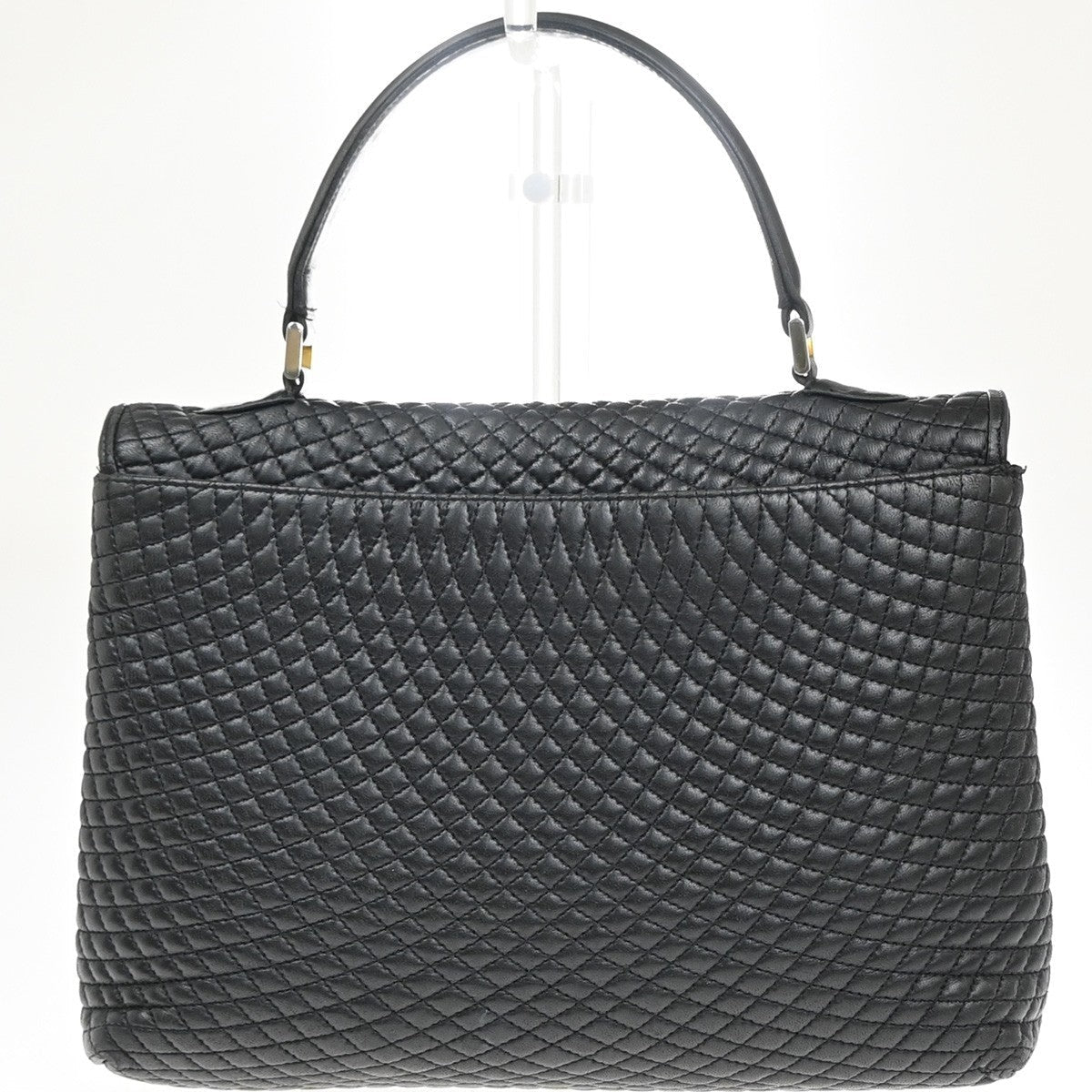 Bally Vintage Handbag Quilted Leather Black Leather Handbag (Authentic  )