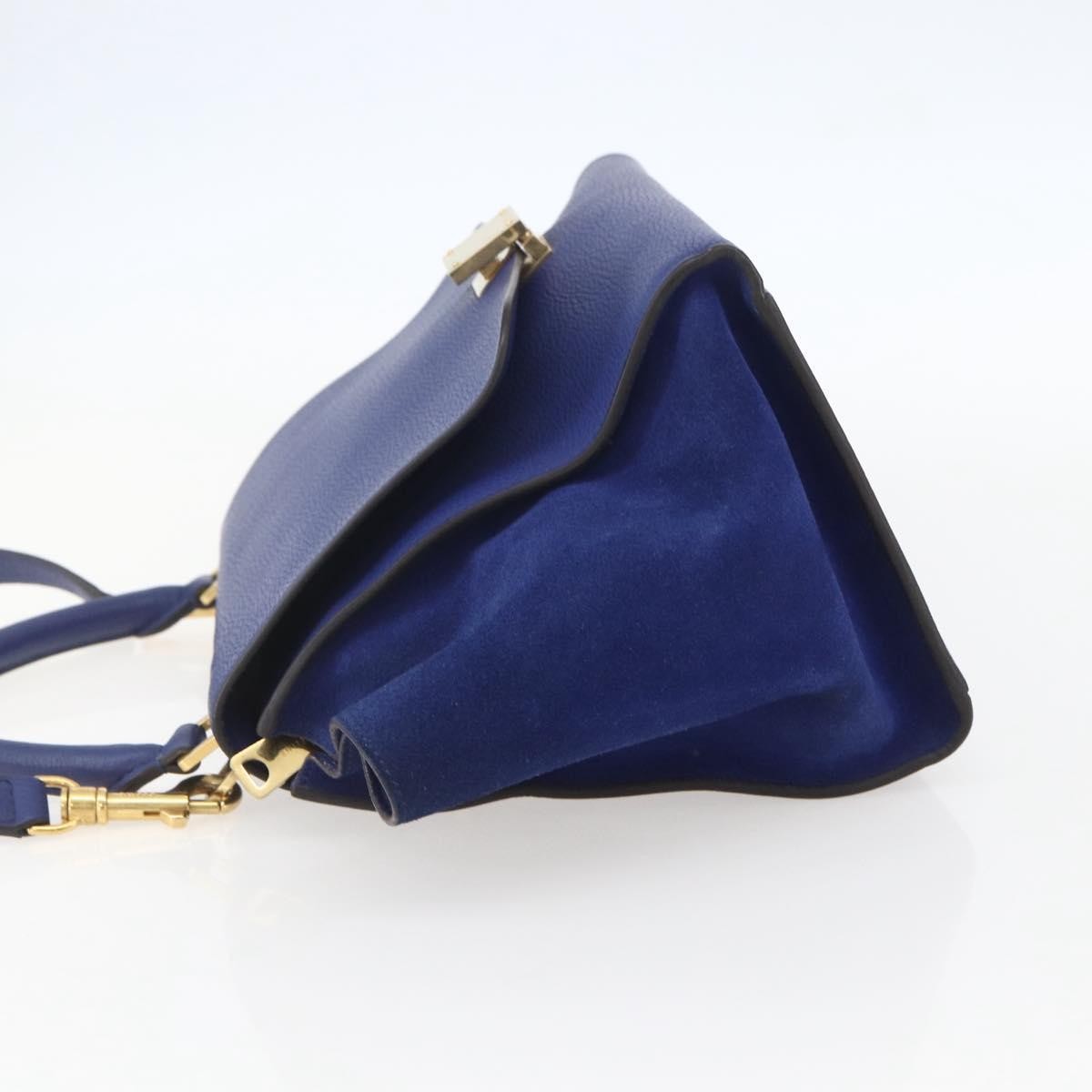 Celine Trapeze Bag Leather Blue Leather Handbag ( )