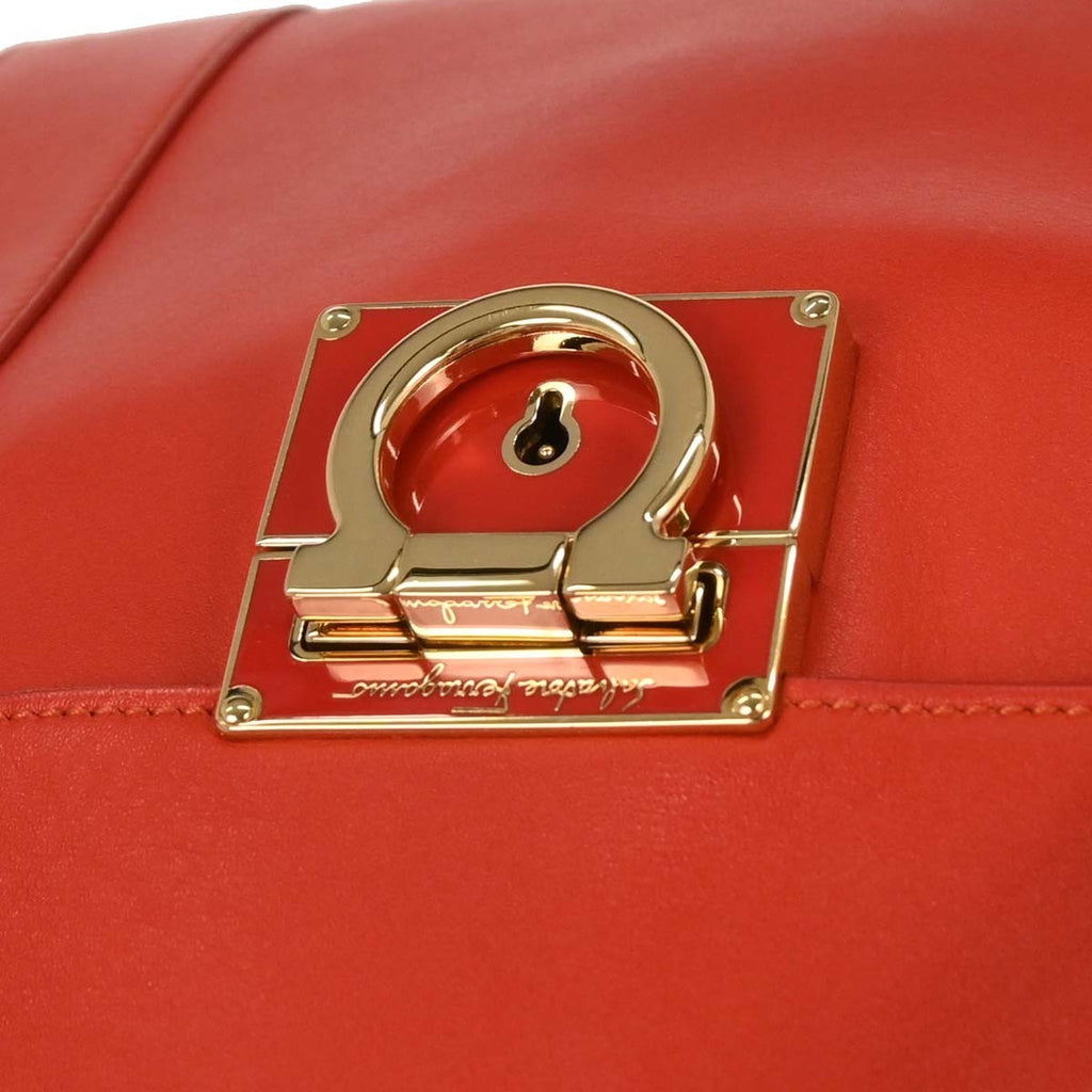 Salvatore Ferragamo Sookie Satchel Leather Red Leather Handbag (Authentic  )
