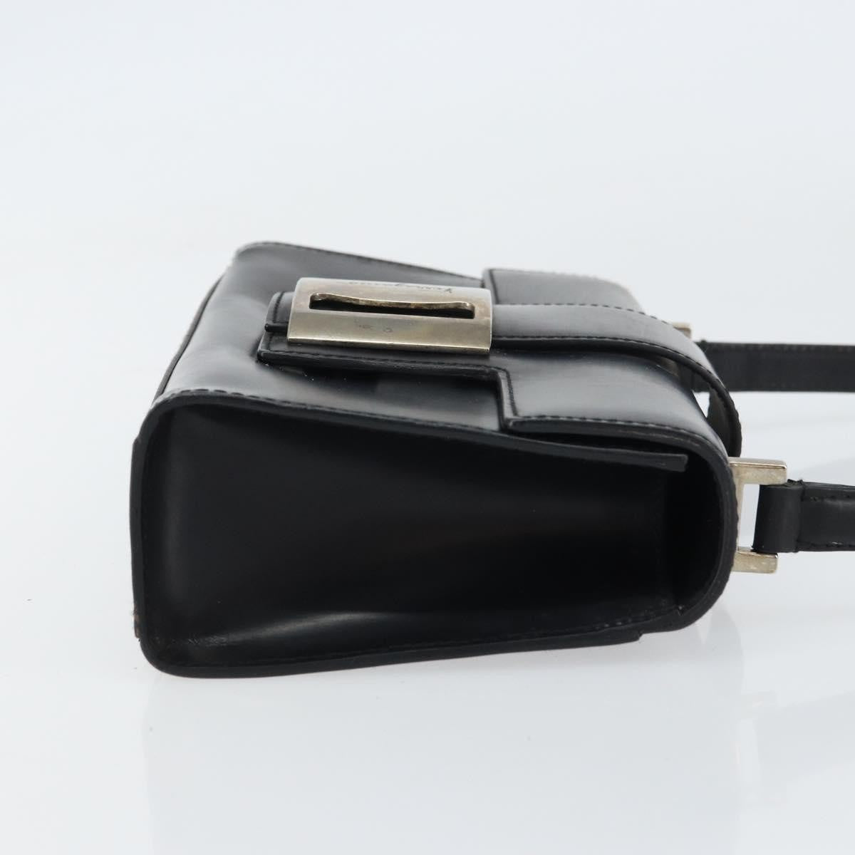 Salvatore Ferragamo Vala Handbag Leather Black Leather Handbag (Authentic  )