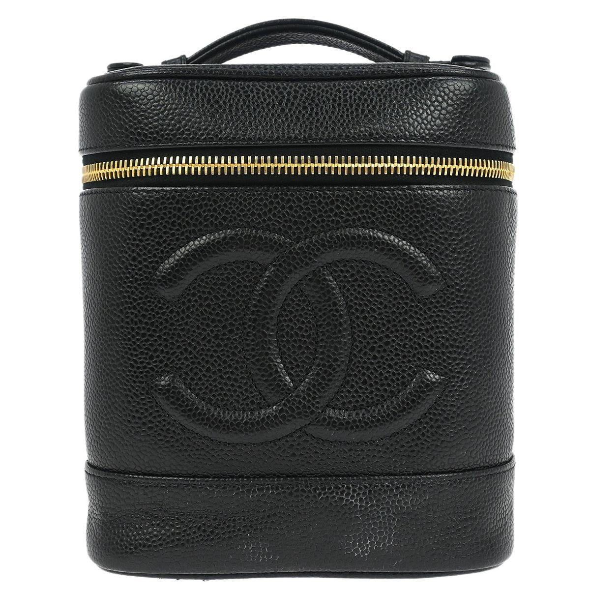 Chanel Vintage Timeless Cosmetic Case Caviar Black Leather Handbag (Authentic  )