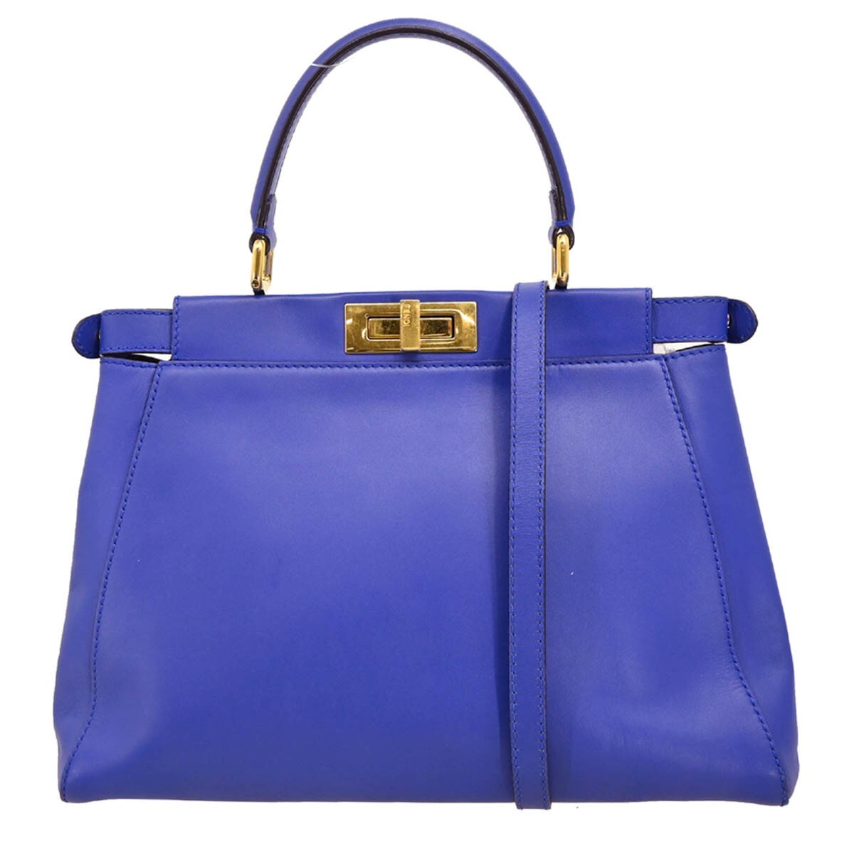 Fendi Peekaboo Bag Soft Leather Blue Leather Handbag (Authentic  )