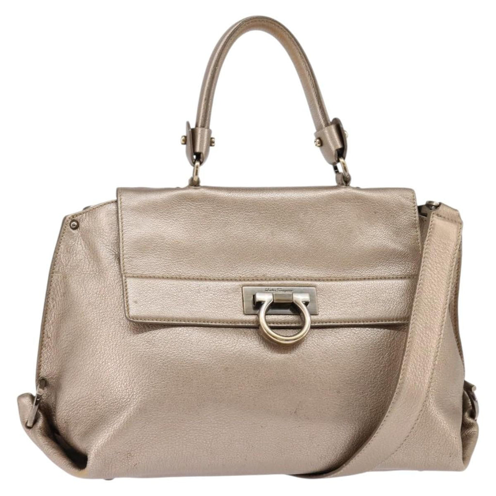 Salvatore Ferragamo Sofia Satchel Leather Beige Leather Bag (Authentic  )