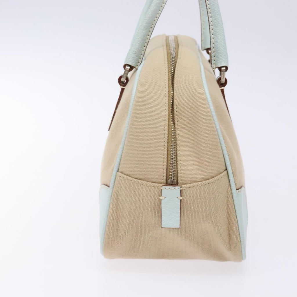 Prada Bauletto Bag Canvas With Leather Beige Canvas Bag (Authentic  )