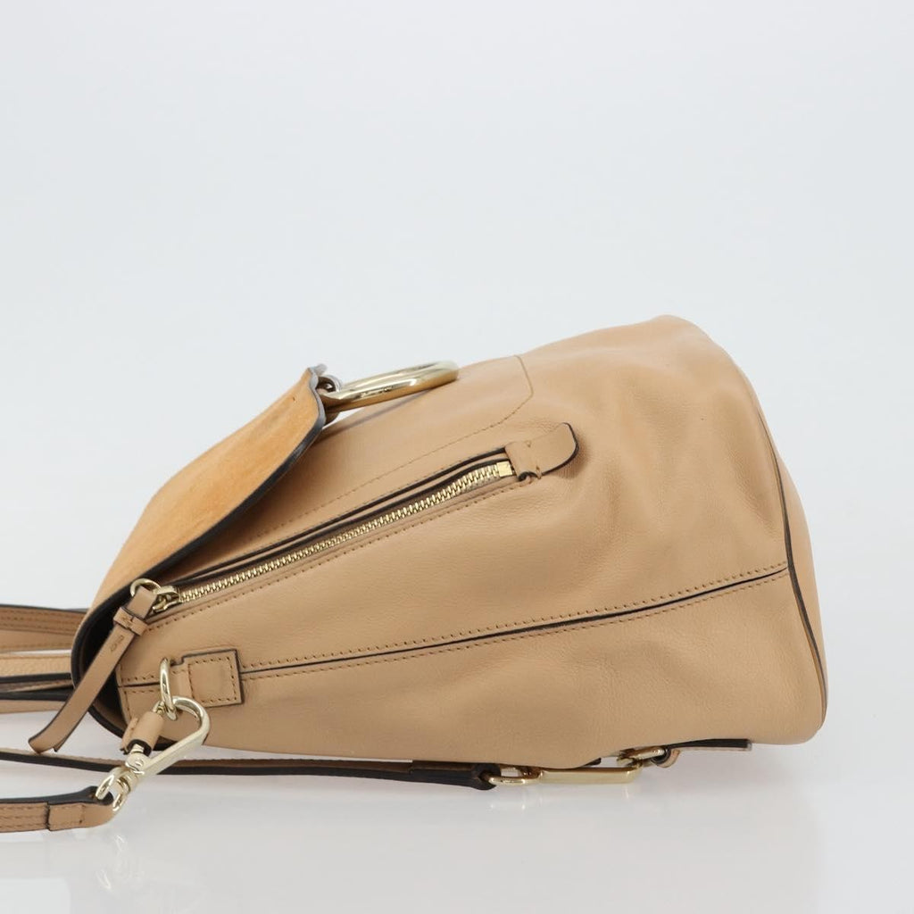 Chloe Faye Backpack Suede With Applique Beige Leather Backpack Bag ( )