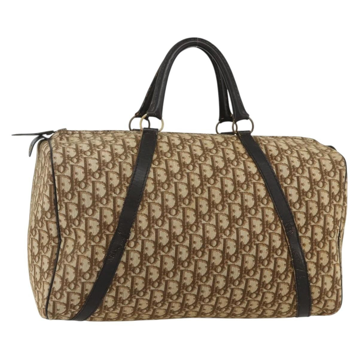 Christian Dior Vintage Trotter Boston Bag Diorissimo Canvas Beige Canvas Handbag ( )