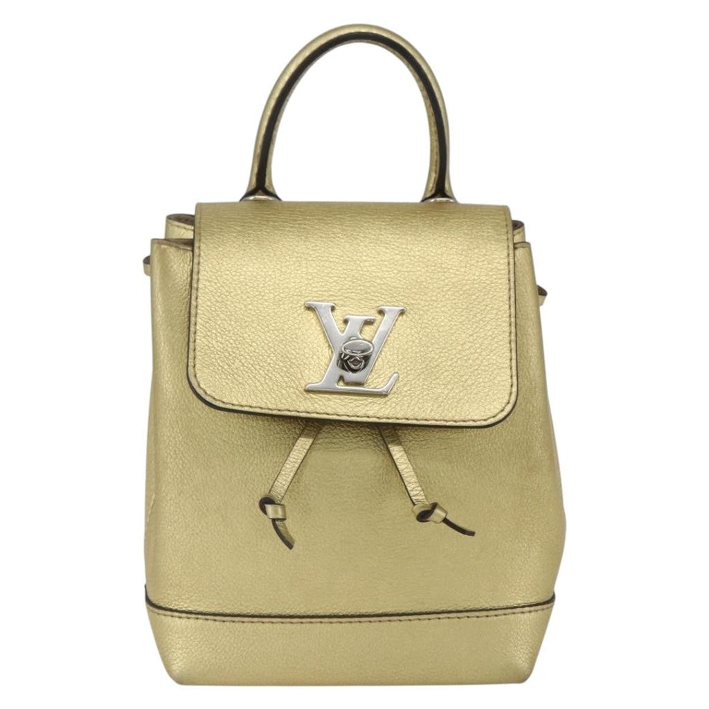 Louis Vuitton Lockme Backpack Leather Gold Leather Backpack Bag (Authentic  )