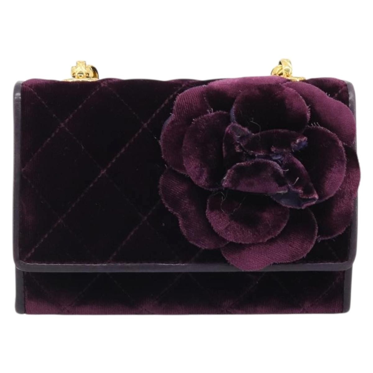 Chanel Wallet On Chain Quilted Velvet Purple Velvet Handbag ( )