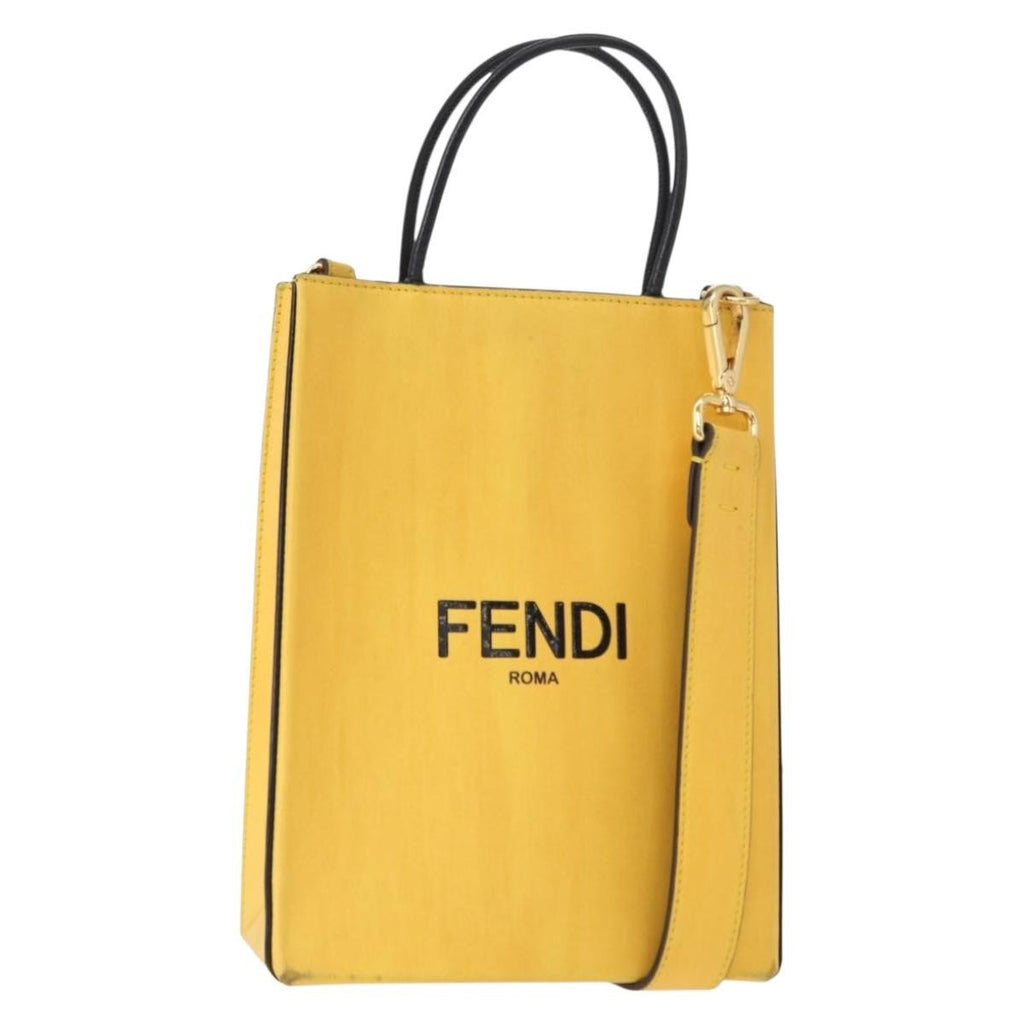 Fendi Pack Shopping Tote Leather Yellow Leather Handbag (Authentic  )