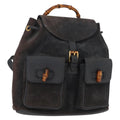 Gucci Vintage Bamboo Backpack Suede Navy Suede Backpack Bag (Authentic  )