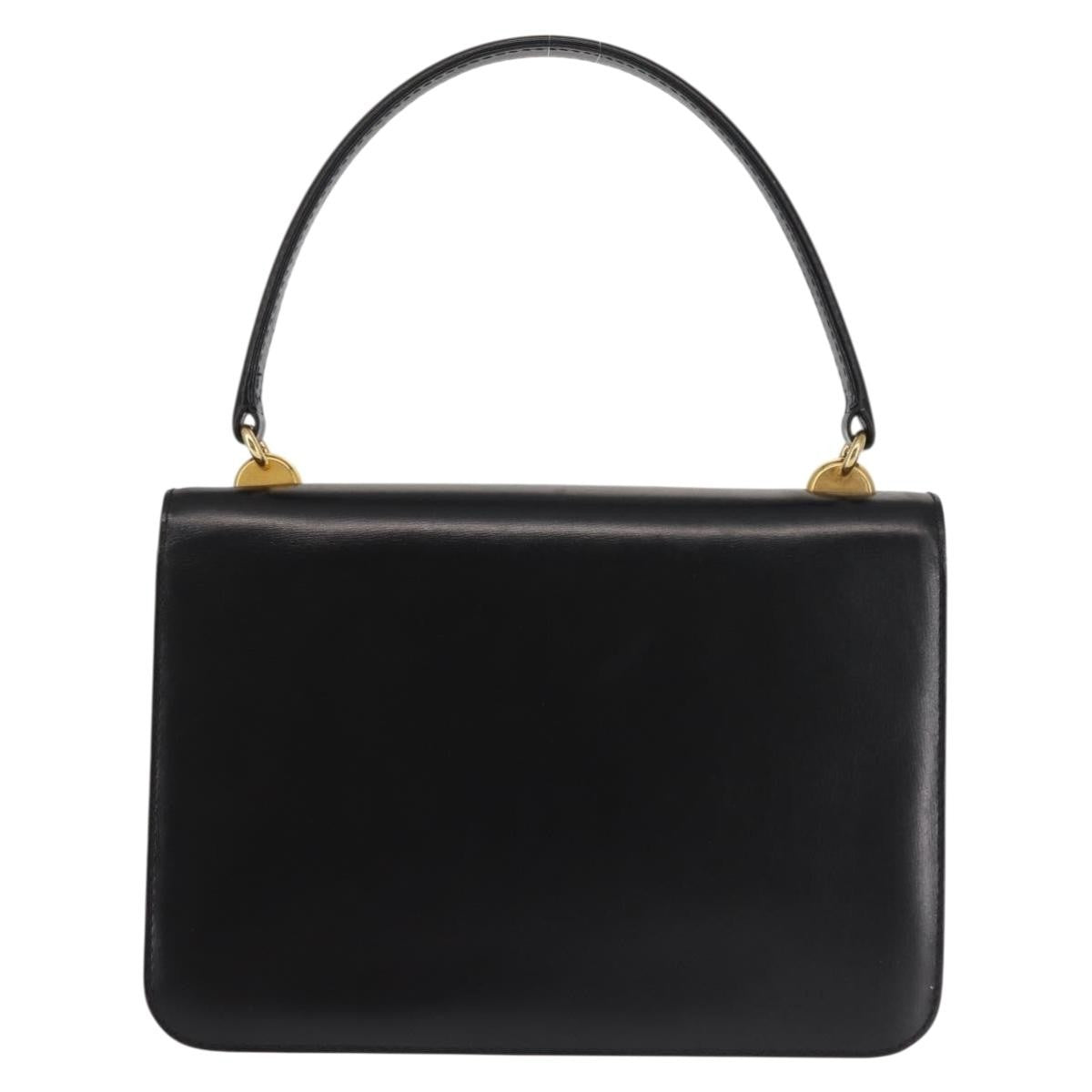 Gucci 1973 Flap Top Handle Bag Leather Black Leather Handbag (Authentic  )