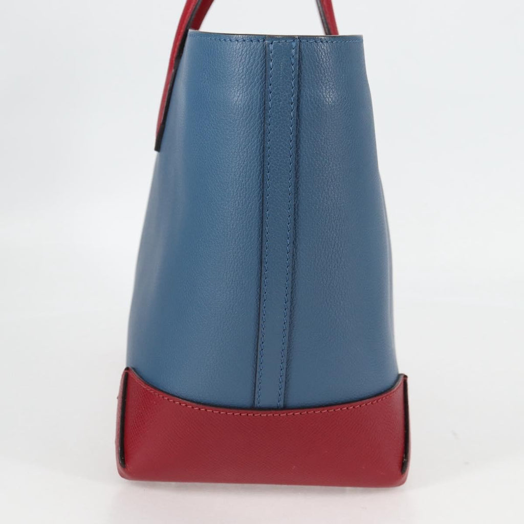 Hermes Maxibox Cabas Evercolor With Epsom Blue Leather Bag (Authentic  )
