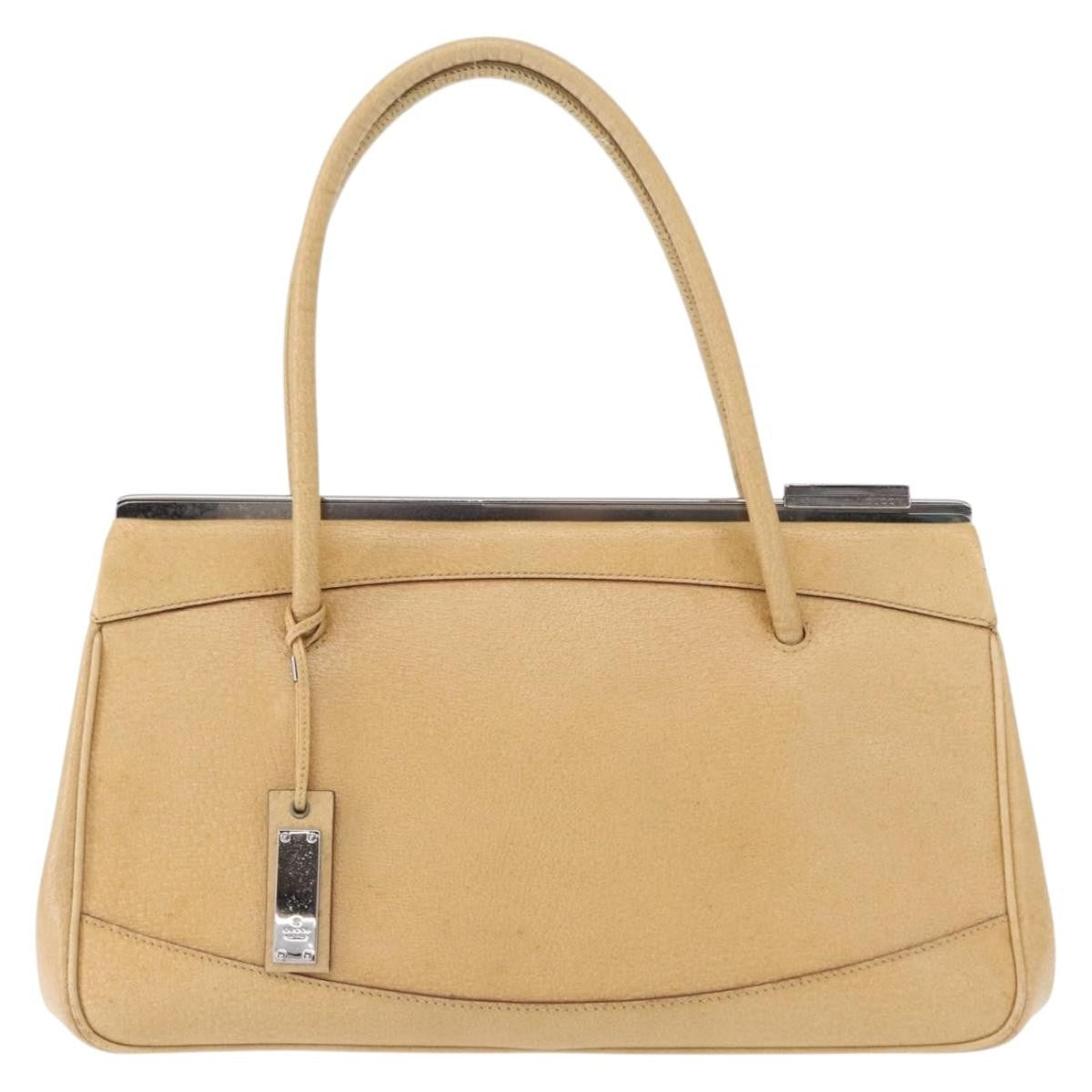 Gucci Vintage Handbag Leather Beige Leather Handbag (Authentic  )
