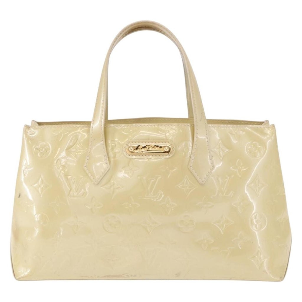 Louis Vuitton Wilshire Handbag Monogram Vernis Beige Patent_Leather Handbag (Authentic  )
