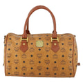 MCM Visetos Logogramme Handbag Canvas And Leather Brown Canvas Handbag (Authentic  )