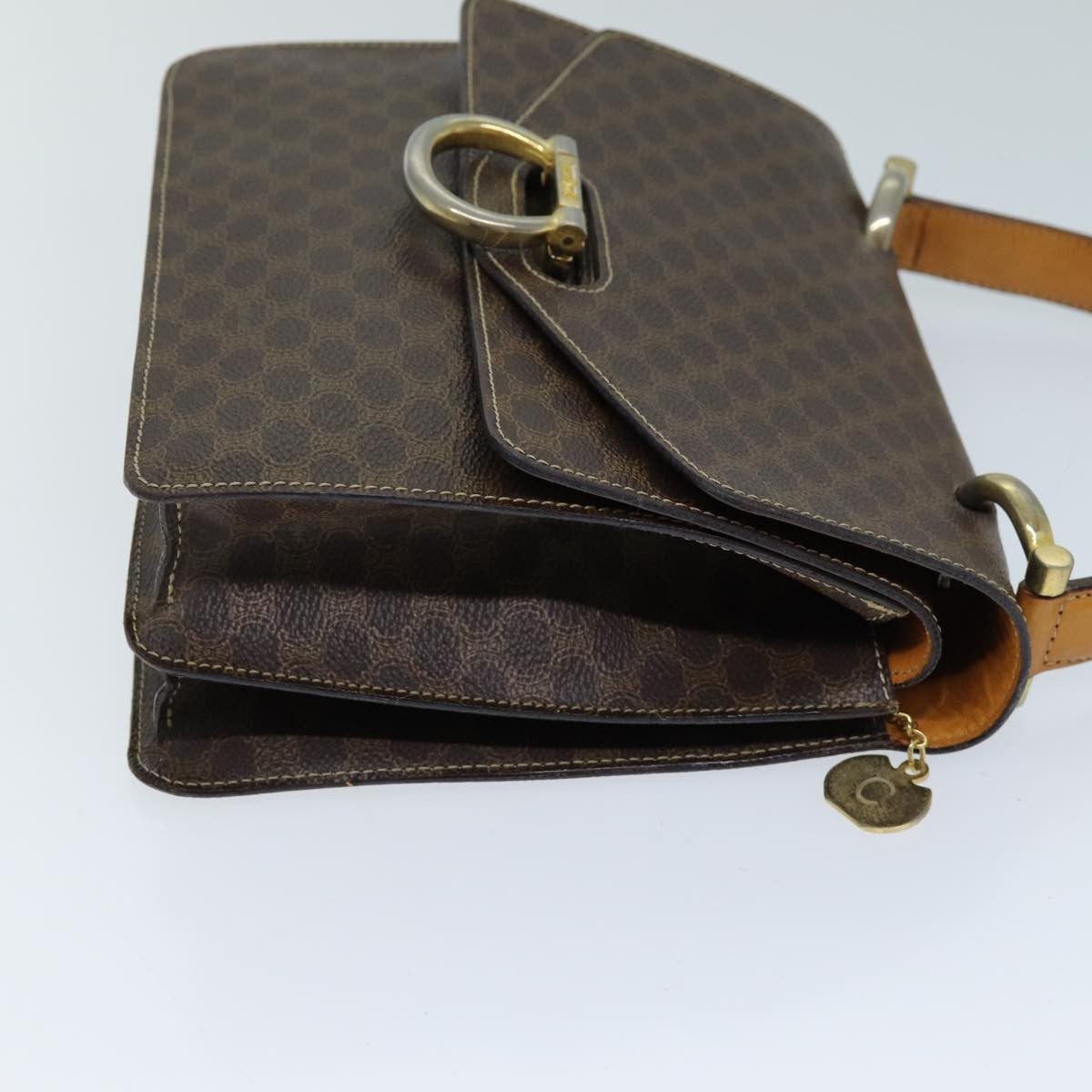 Celine Macadam Handbag Macadam With Leather Brown Canvas Handbag (Authentic  )
