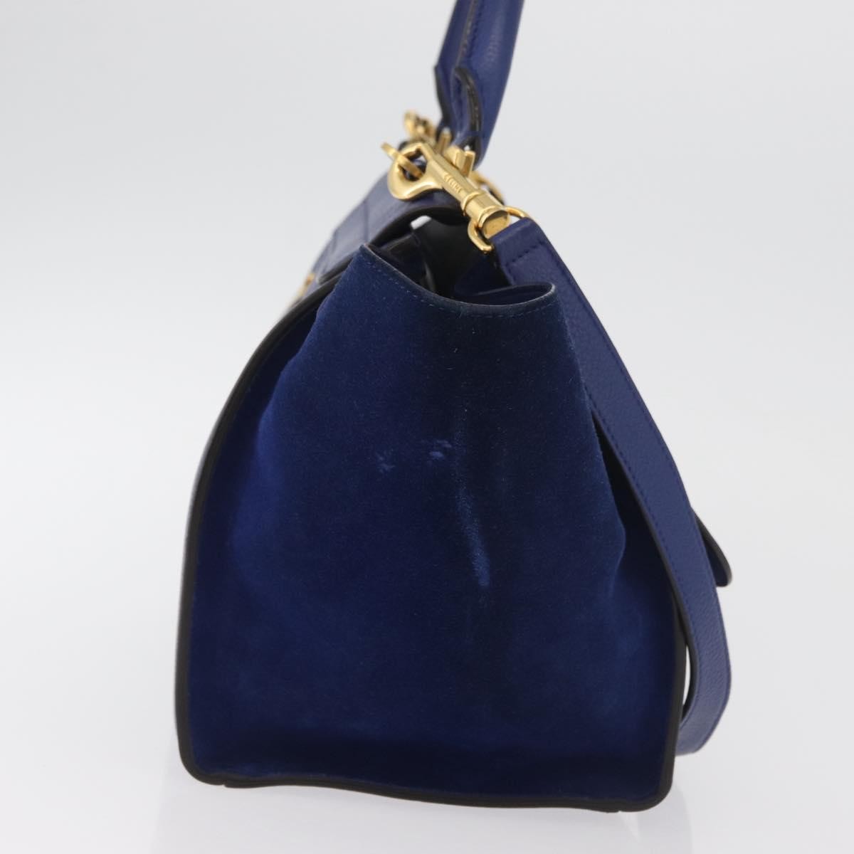 Celine Trapeze Bag Leather Blue Leather Handbag ( )