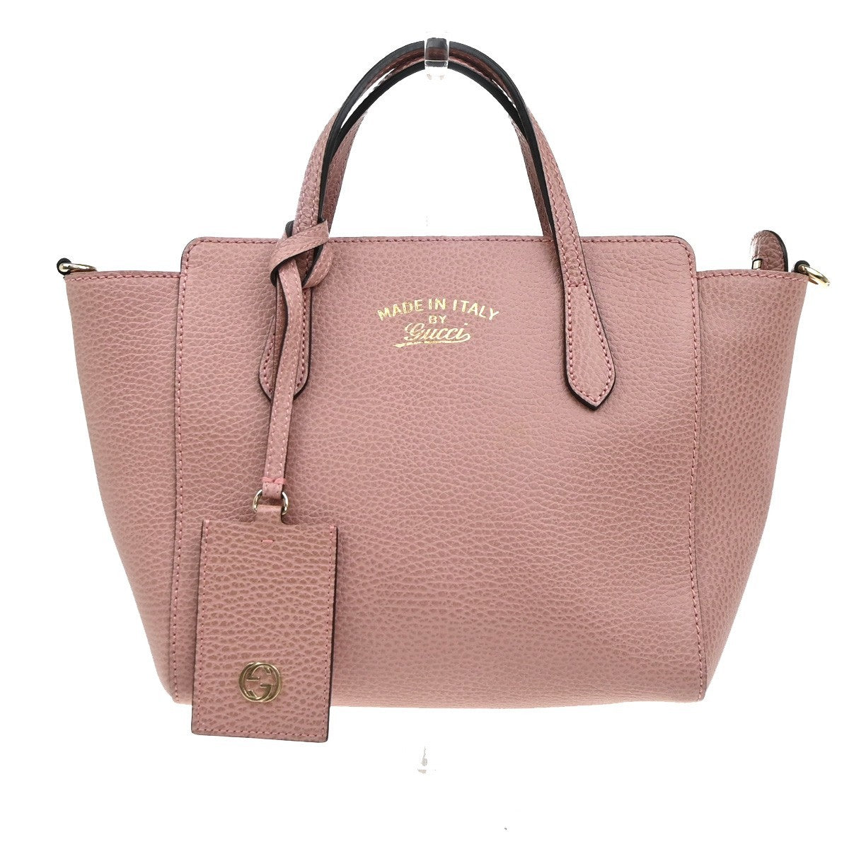 Gucci Swing Crossbody Bag Pebbled Leather Pink Leather Handbag (Authentic  )