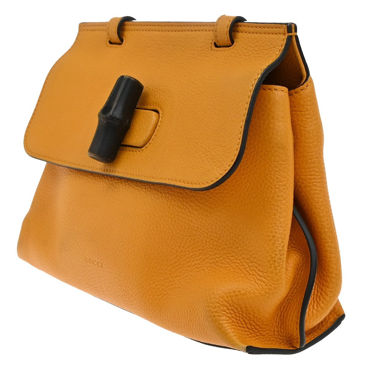 Gucci Bamboo Daily Top Handle Bag Leather Orange Leather Handbag ( )