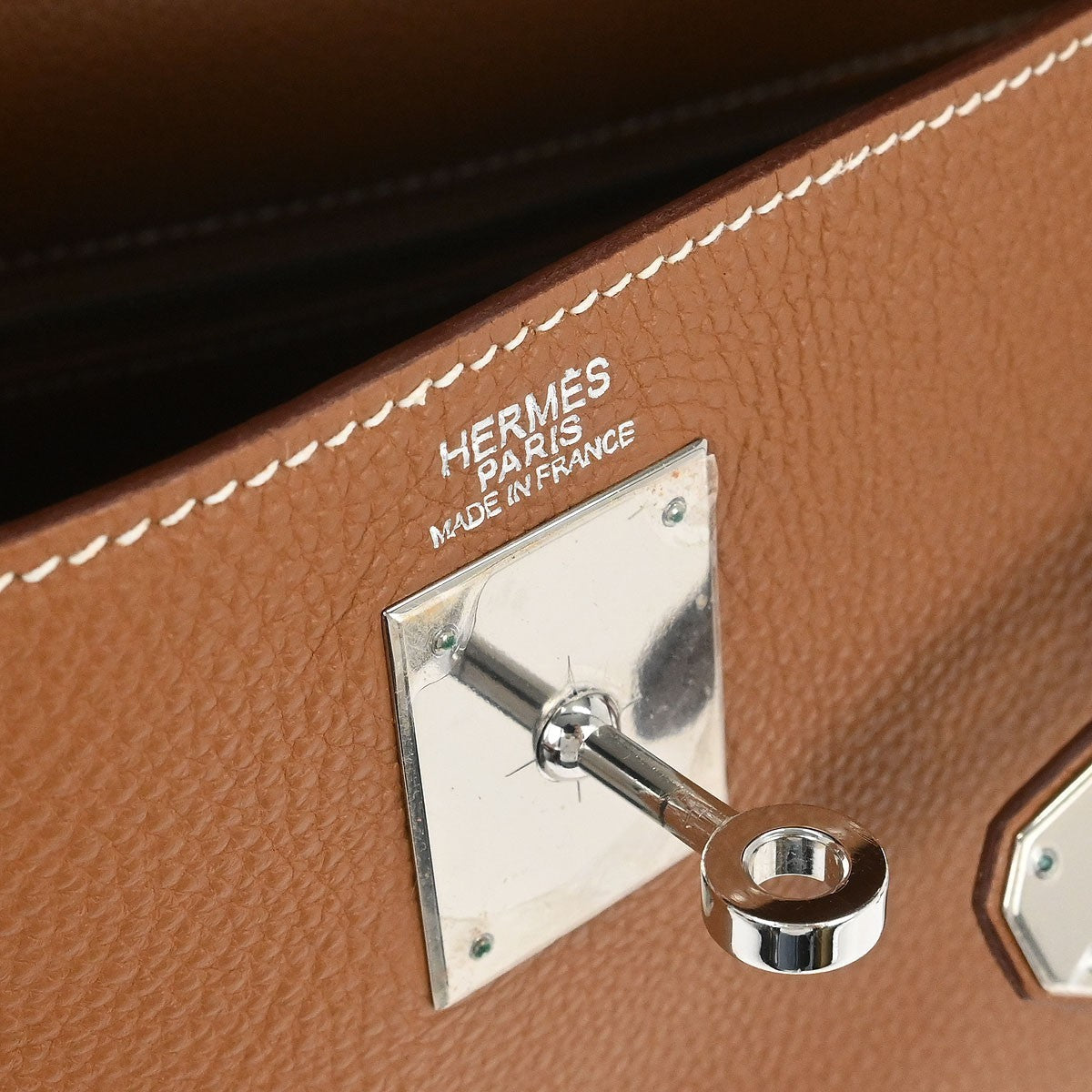 Hermes Kelly Handbag Brown Togo With Palladium Hardware Brown Leather Handbag ( )