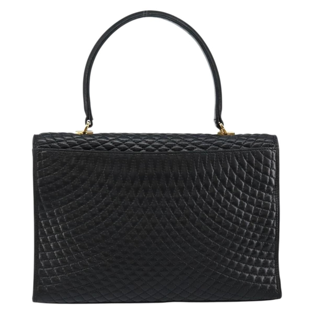 Bally Vintage Flap Handbag Quilted Leather Black Leather Handbag (Authentic  )
