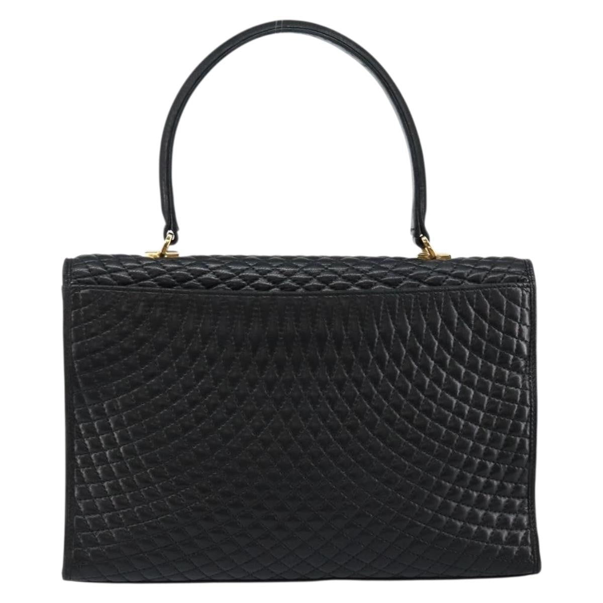Bally Vintage Flap Handbag Quilted Leather Black Leather Handbag (Authentic  )