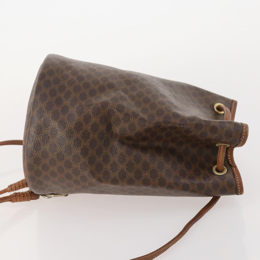 Celine Vintage Macadam Backpack Canvas And Leather Brown Canvas Backpack Bag ( )