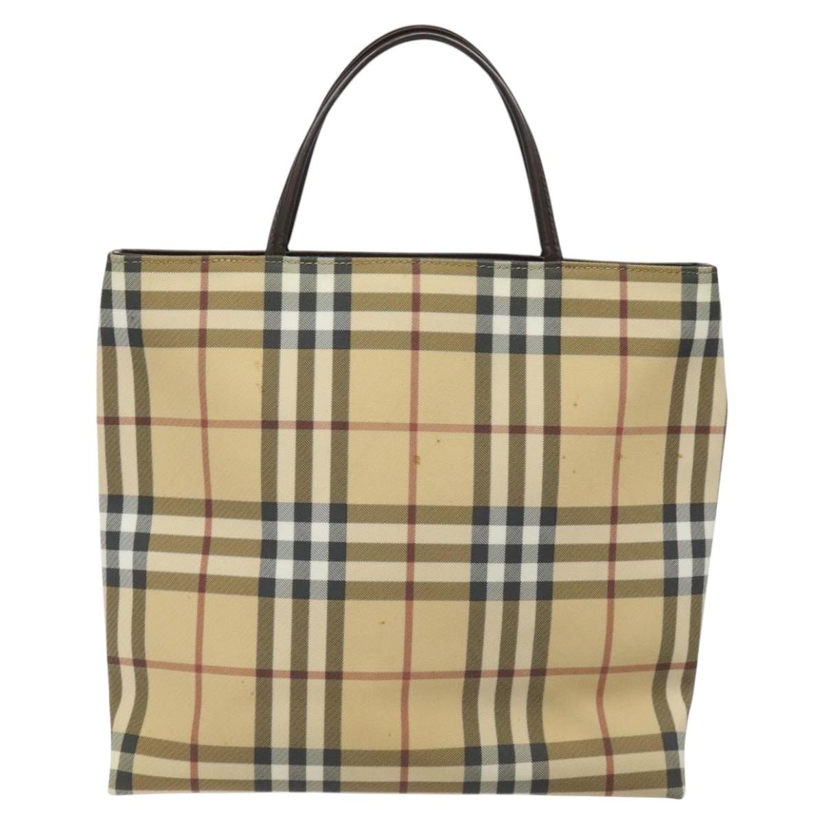 Burberry Nova Check Handbag Nova Check Canvas Beige Canvas Handbag (Authentic  )