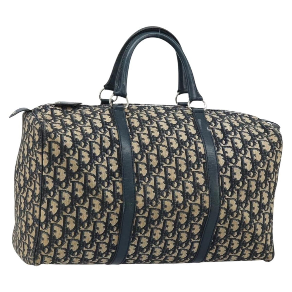 Christian Dior Vintage Trotter Boston Bag Diorissimo Canvas Navy Canvas Handbag ( )