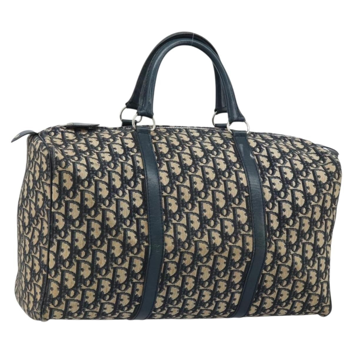 Christian Dior Vintage Trotter Boston Bag Diorissimo Canvas Navy Canvas Handbag ( )