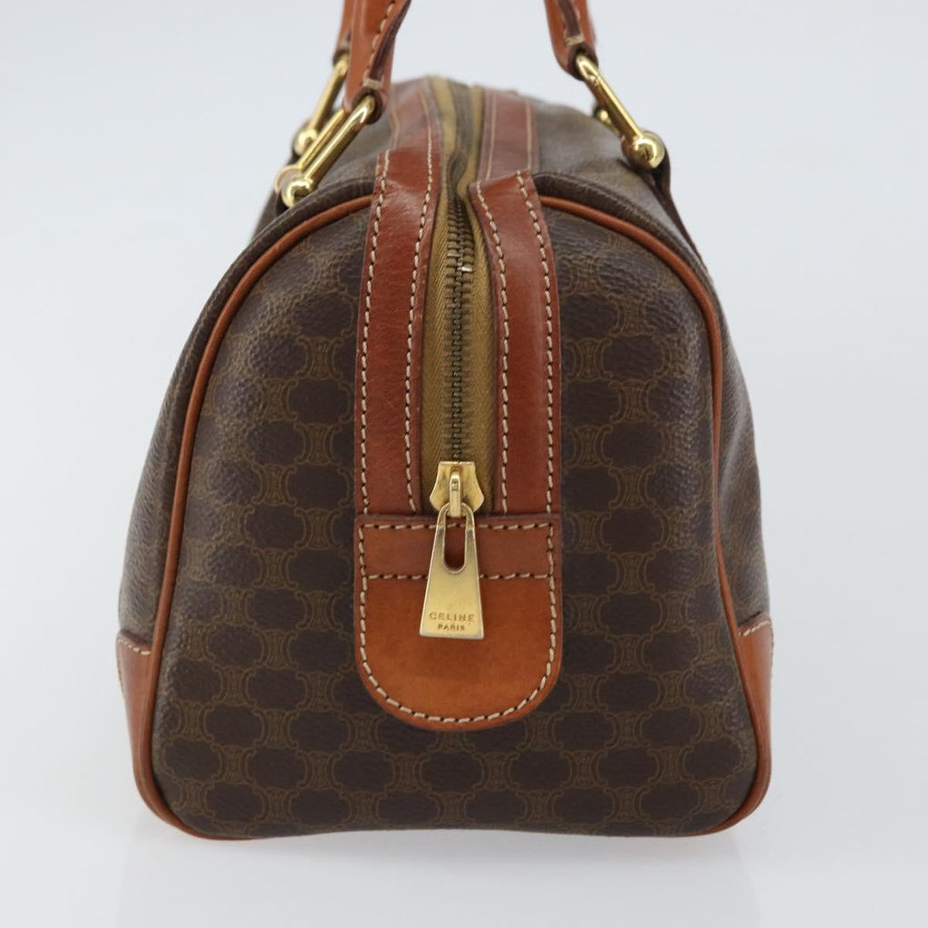 Celine Vintage Macadam Handbag Canvas And Leather Brown Canvas Handbag (Authentic  )