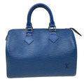 Louis Vuitton Speedy Handbag Epi Leather Blue Leather Handbag ( )